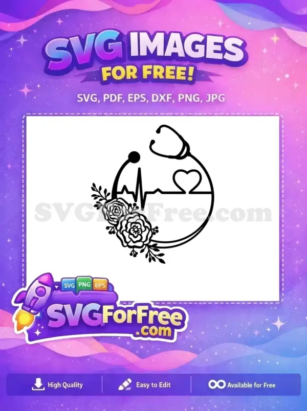 Free Stethoscope Heartbeat Free Floral Roses Doctor Nurse Free SVG