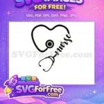 Free Black Stethoscope Heart Free Script Nurse Text Doctor Nurse Free SVG - Instant Download