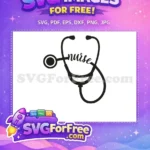 Free Black Stethoscope Free Script Nurse Text Doctor Nurse Free SVG - Instant Download