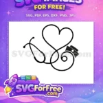Free Stethoscope Heart Free Nurse Cap Black White Doctor Nurse Free SVG - Instant Download
