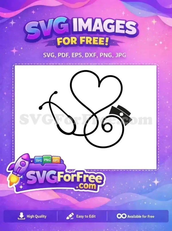 Free Stethoscope Heart Free Nurse Cap Black White Doctor Nurse Free SVG