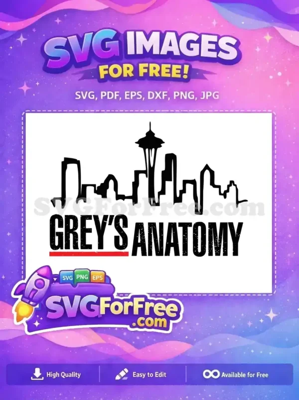 Free Seattle Skyline Free Space Needle Grey's Anatomy Free SVG 1