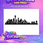Free Seattle Skyline Free Space Needle Silhouette Washington Free SVG - Instant Download