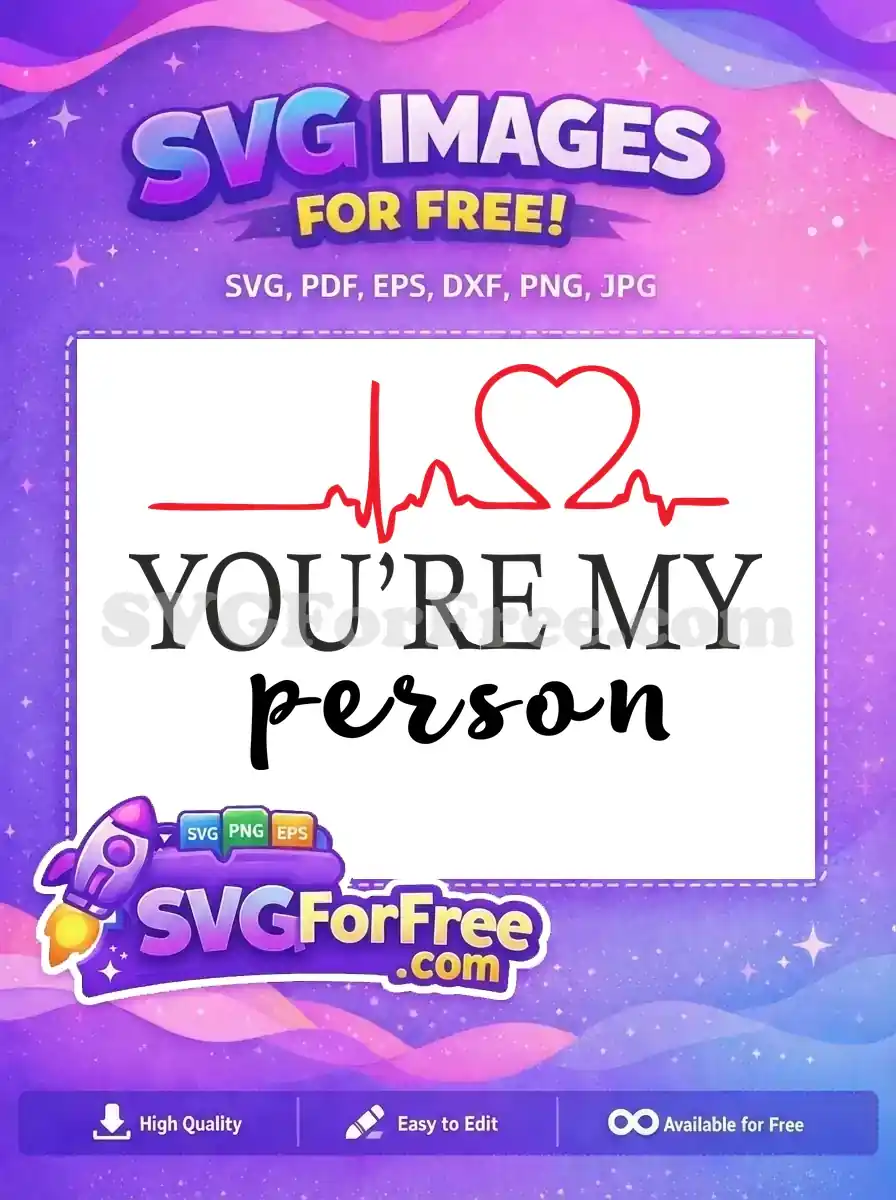 Free Red Heartbeat Free You're My Person Grey's Anatomy Free SVG 1