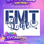 Free EMT Bold Letters Free Stethoscope Heartbeat Doctor Free SVG - Instant Download