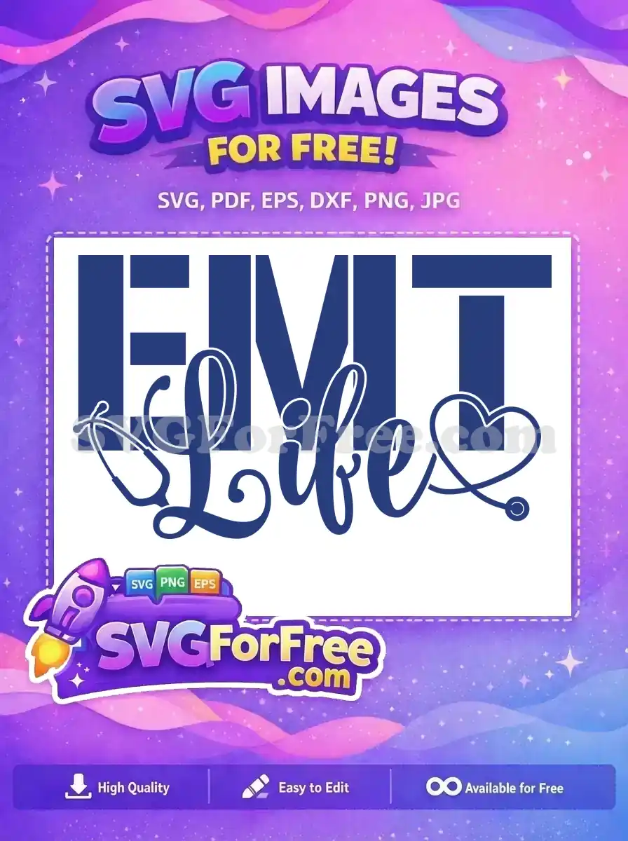 Free EMT Bold Letters Free Stethoscope Heartbeat Doctor Free SVG