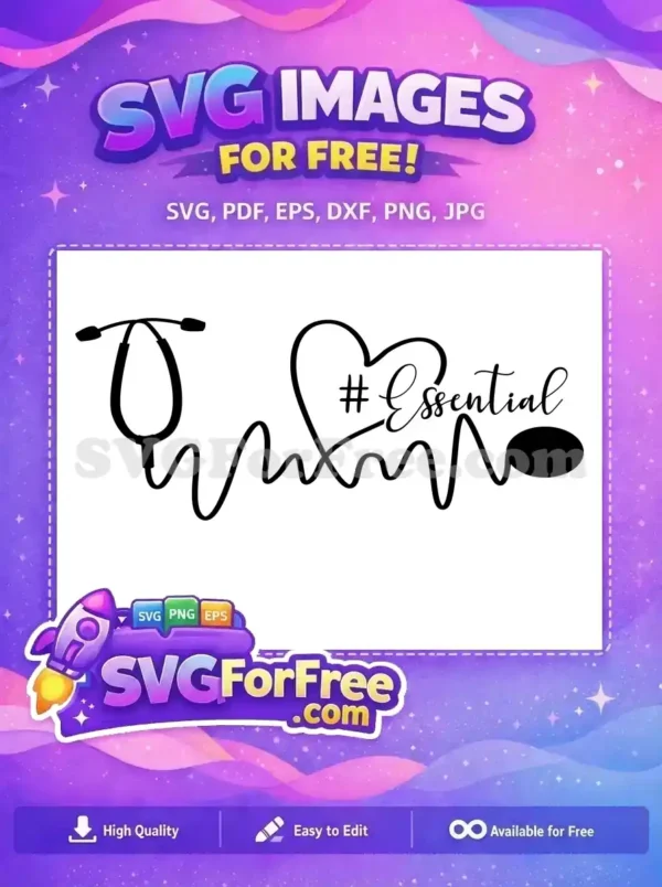 Free Stethoscope Black Heart Free Essential Doctor Nurse Medical Free SVG