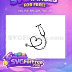 Free Black Stethoscope Heart Free Essential Text Doctor Nurse Free SVG - Instant Download