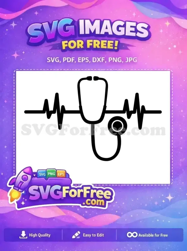 Free Black Stethoscope Free Heartbeat Line Doctor Nurse Theme Free SVG