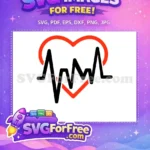Free Red Heart Outline Free Black ECG Line Doctor Nurse Free SVG - Instant Download