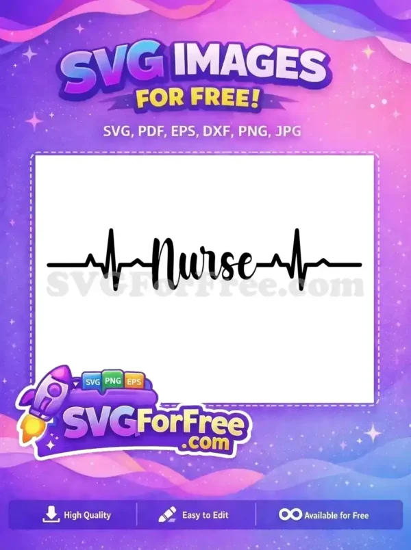 Free Black Heartbeat Line Free Script Nurse Text Medical Appreciation Free SVG