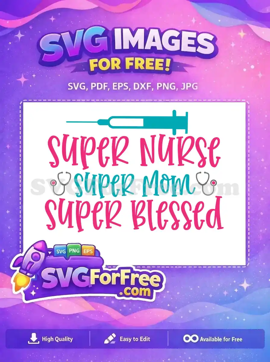 Free Pink Syringe Free Blue Stethoscope Blessed Free SVG
