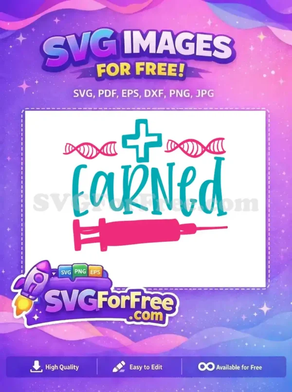 Free Teal Pink Medical Free Earned Syringe Nurse Doctor Free SVG