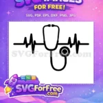 Free Black Stethoscope Free Heartbeat Lifeline Doctor Nurse Quotes Free SVG - Instant Download