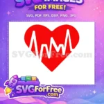 Free Red Heartbeat Free White ECG Pulse Medical Doctor Nurse Free SVG - Instant Download