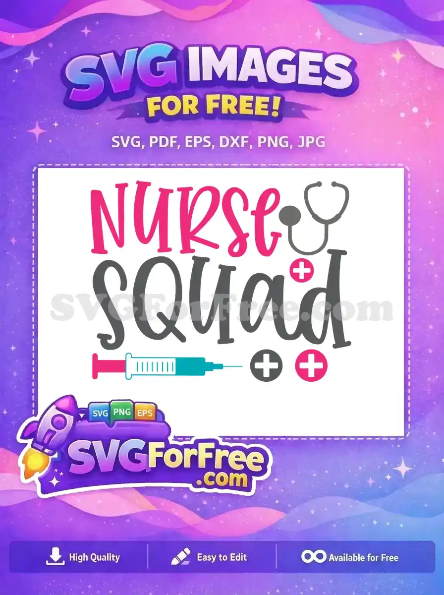 Free Pink Nurse Squad Free Stethoscope Syringe Nurse Quotes Free SVG
