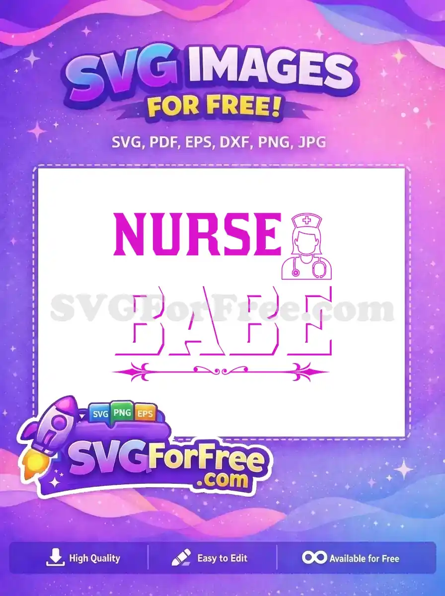 Free Pink Nurse Outline Free Stethoscope Accessory Nurse Babe Quote Free SVG