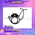Free Black Nurse Cap Free Stethoscope Medical Doctor Nurse Free SVG - Instant Download