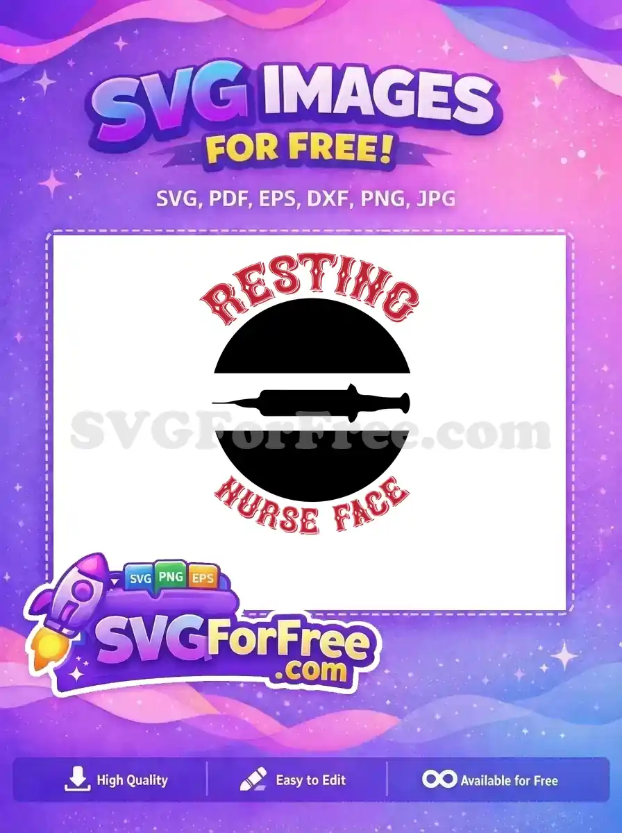 Free Red Nurse Face Free Black Syringe Medical Free SVG