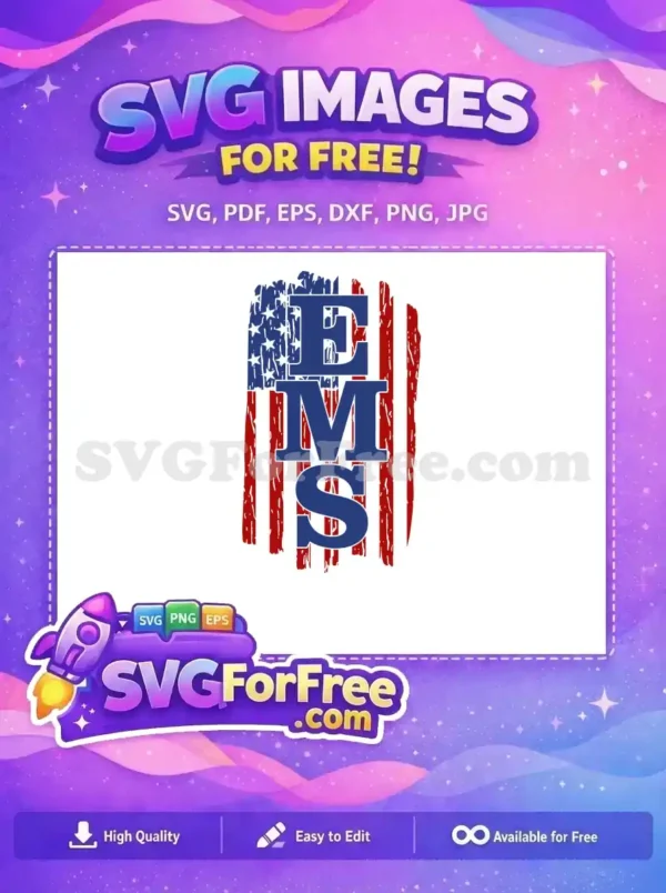 Free Distressed USA Flag Free Blue EMS Letters Patriotic Free SVG