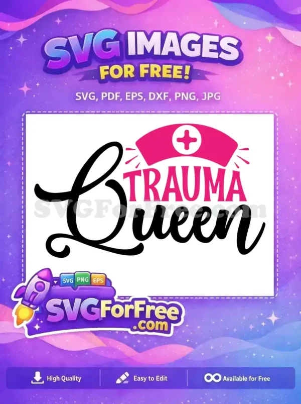 Free Pink Nurse Hat Free Trauma Queen Quote Doctor Nurse Free SVG