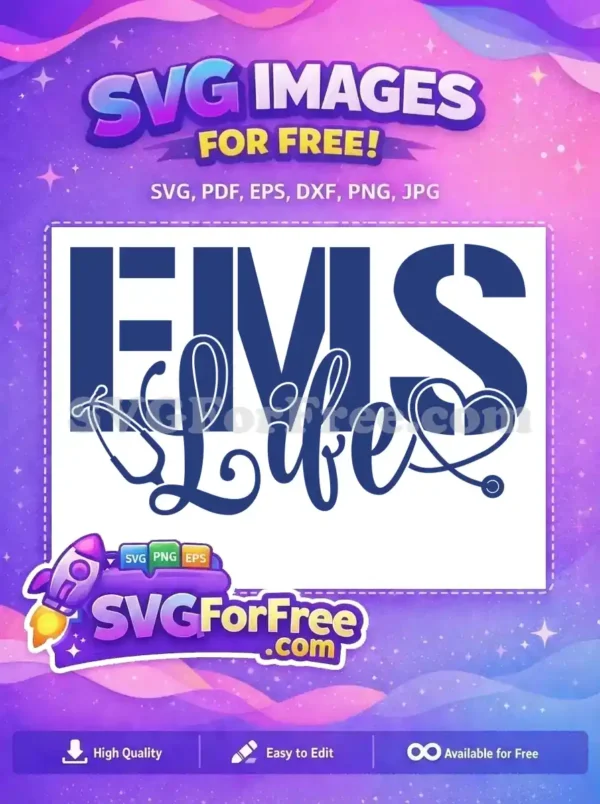 Free Blue EMS Free Stethoscope Heart Nurse Quote Free SVG