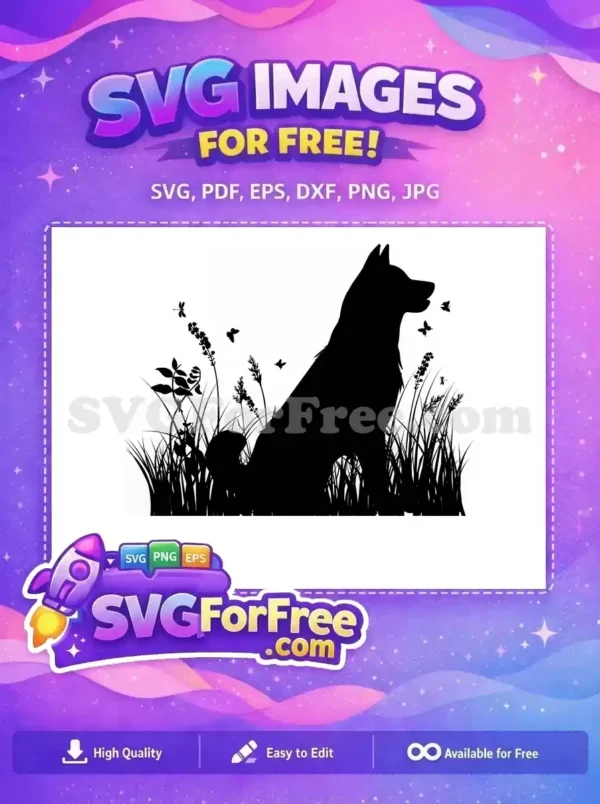 Free Dragonfly Silhouette Free Butterfly Plants Serene Nature Landscape Free SVG