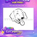 Free Happy Panting Dog Free Long Eared Outline Free Dog Breed SVG - Instant Download