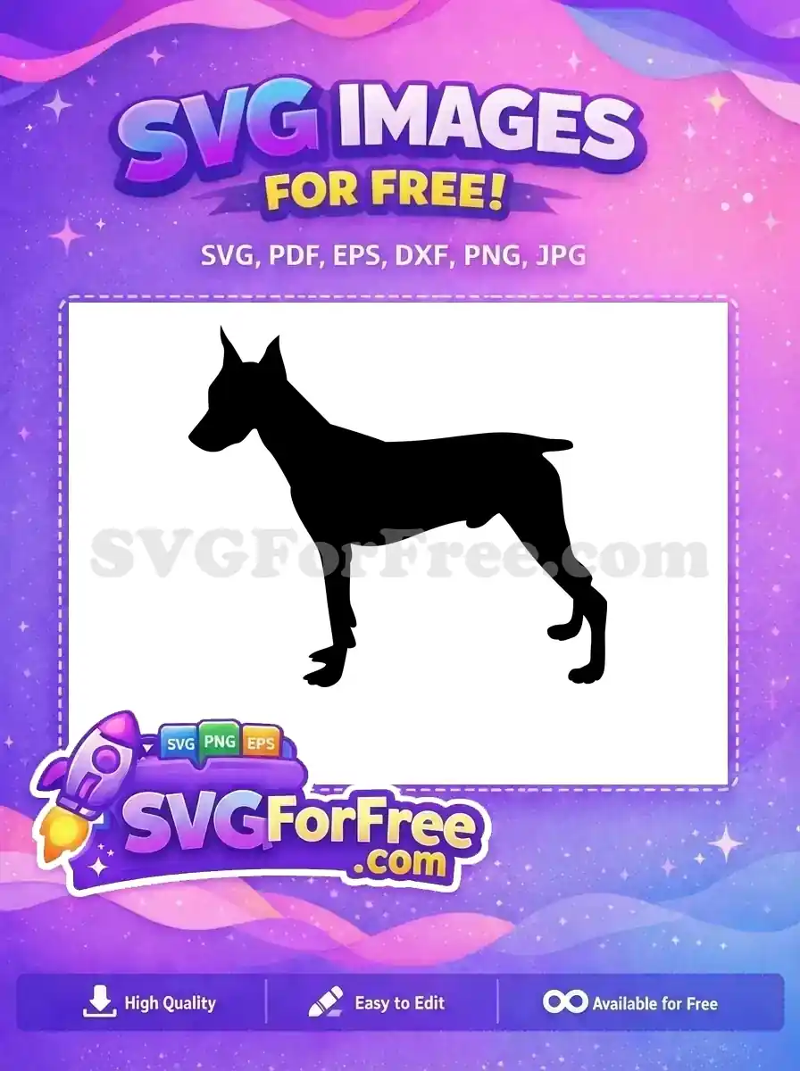 Free Black Doberman Free Standing Pose Dog Breed Free SVG