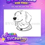 Free Happy Black Outline Dog Face Free Dog Collar Labrador Free SVG - Instant Download