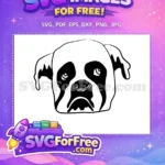Free Black White Bulldog Free Sad Jowled Face Pet Free SVG - Instant Download
