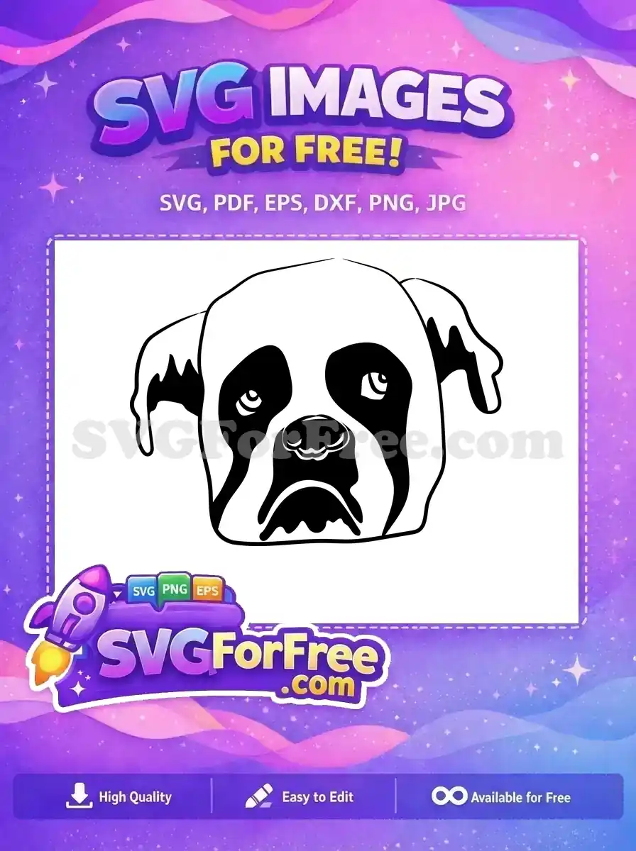 Free Black White Bulldog Free Sad Jowled Face Pet Free SVG
