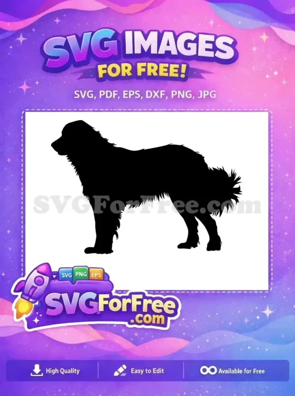 Free Large Fluffy Standing Dog Free Black Silhouette Dog Breed Free SVG