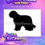 Free Black Furry Free Old English Sheepdog Silhouette Free SVG - Instant Download