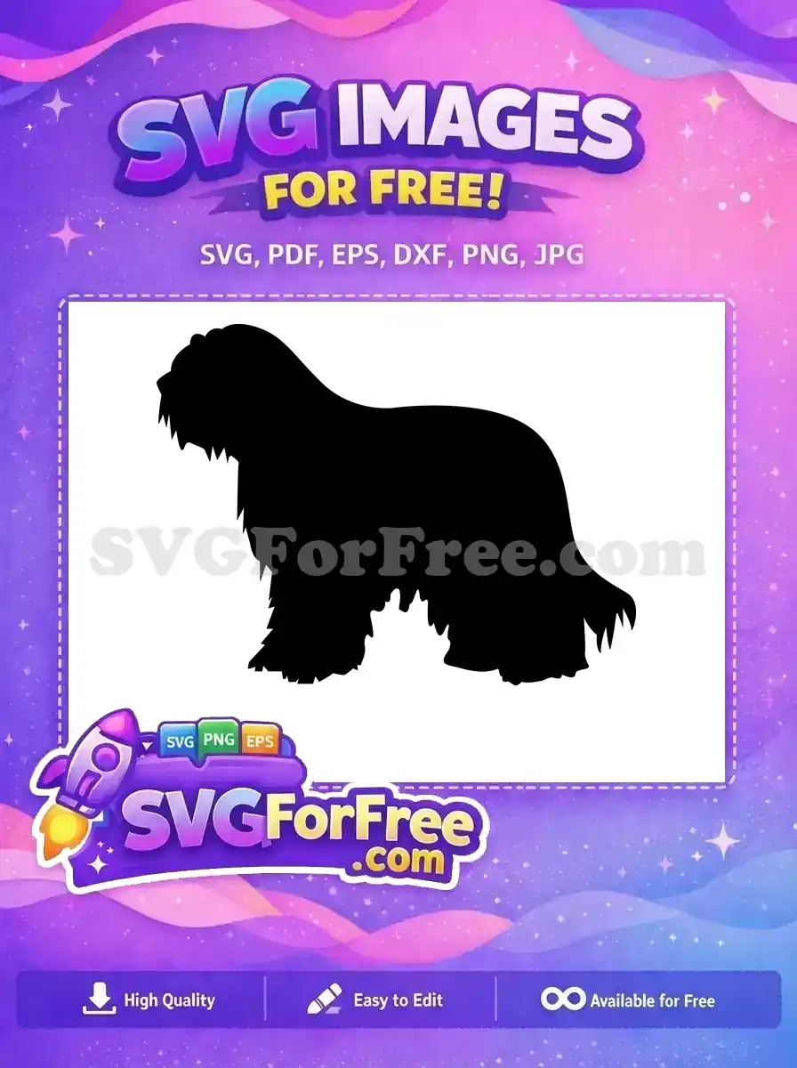 Free Black Furry Free Old English Sheepdog Silhouette Free SVG