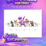 Free Christmas Dabbing Dogs Free Purple Santa Snowflakes Friends Free SVG - Instant Download