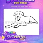 Free Happy Lying Dog Free Outline Cartoon Dog Breed Free SVG - Instant Download