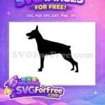 Free Black Doberman Silhouette Free Standing Alert Dog Breed Free SVG - Instant Download