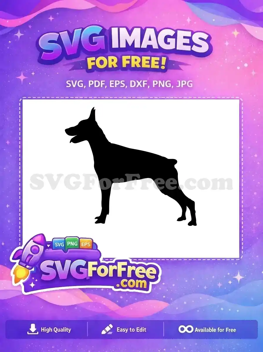 Free Black Doberman Silhouette Free Standing Alert Dog Breed Free SVG