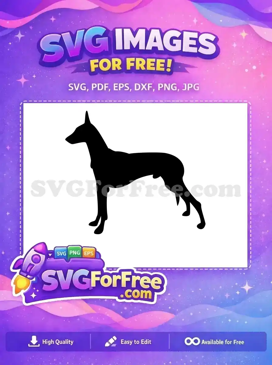 Free Black Doberman Silhouette Free Alert Standing Dog Pet Lover Design Free SVG