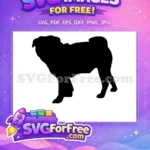 Free Black Pug Standing Silhouette Free Adorable Canine Dog Breed Free SVG - Instant Download