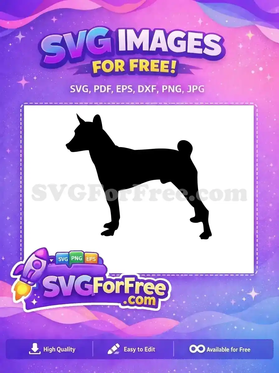 Free Basenji Silhouette Free Curled Tail Dog Breed Free SVG
