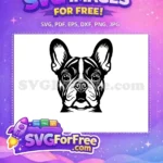 Free Black White French Bulldog Vector Free Cute Dog Head Free SVG - Instant Download