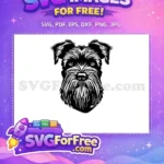 Free Black Schnauzer Free Mustache Beard Dog Head Vector Free SVG - Instant Download
