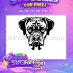Free Black Boxer Dog Free Vector Head Outline Animal Art Free SVG - Instant Download
