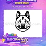 Free Stoic Akita Head Free Monochromatic Vector Design Free SVG - Instant Download