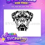 Free Bold Black White Free Detailed Mastiff Dog Heads Vector Free SVG - Instant Download