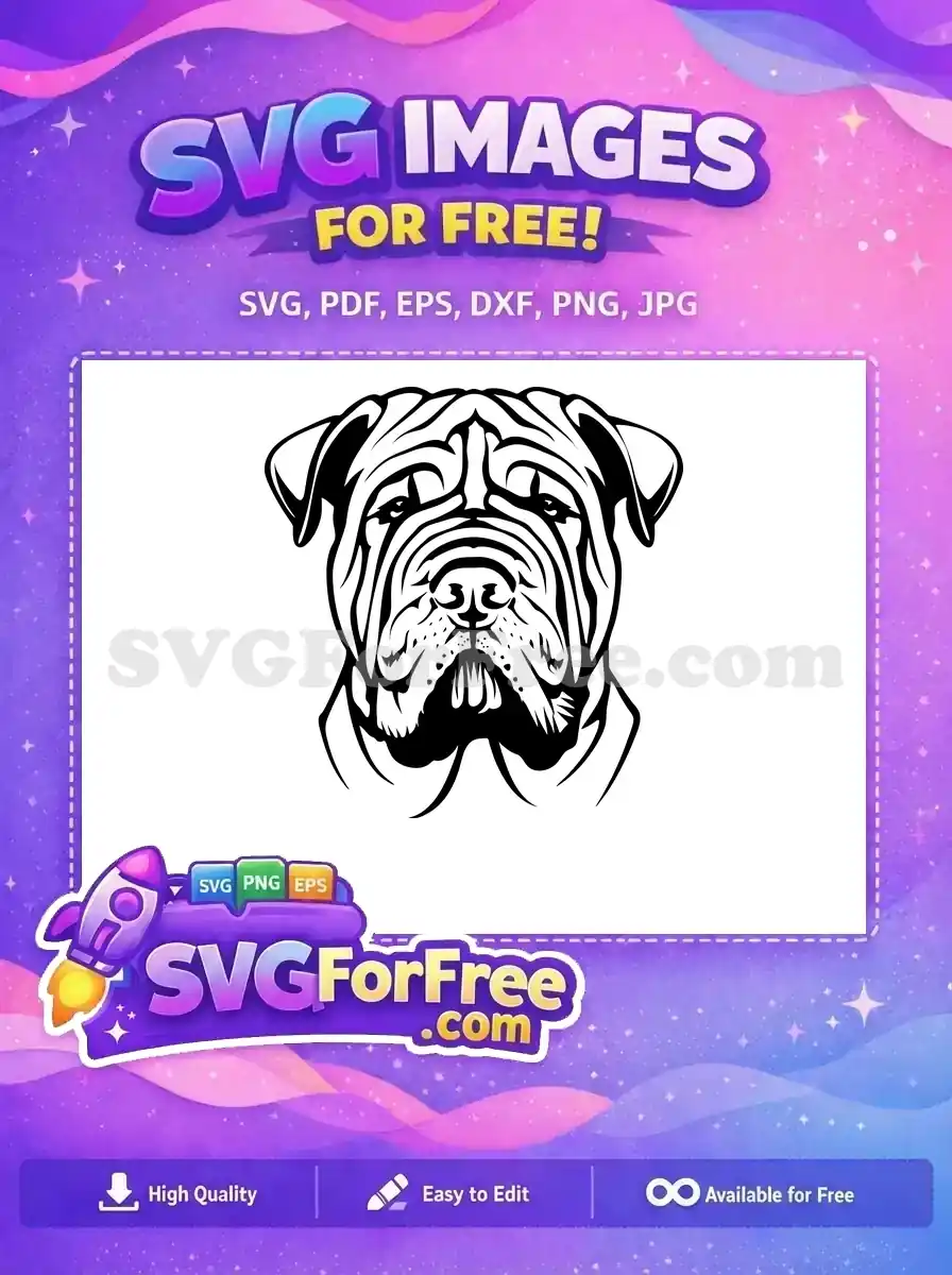Free Wrinkled Mastiff Free Detailed Dog Heads Vector Free SVG