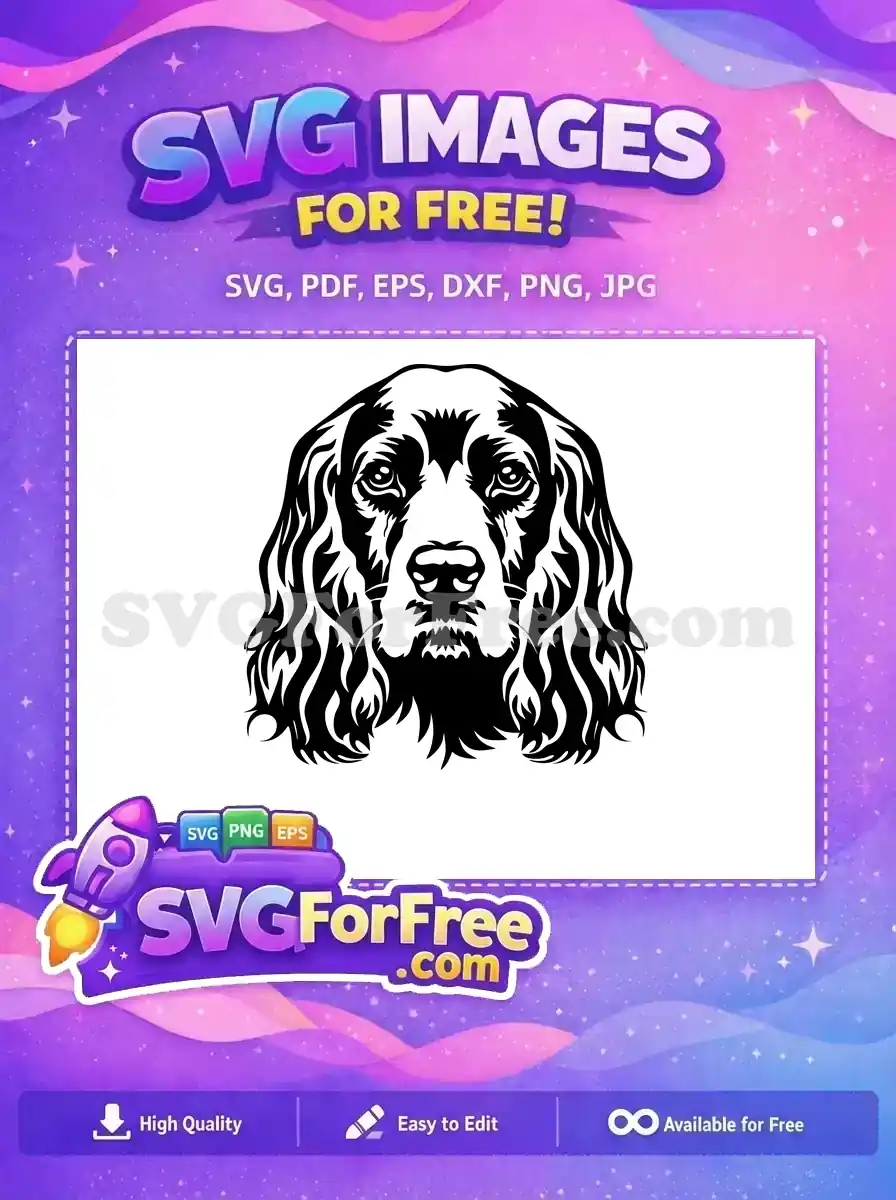 Free Black White Setter Free Wavy Fur Head Vector Art Free SVG