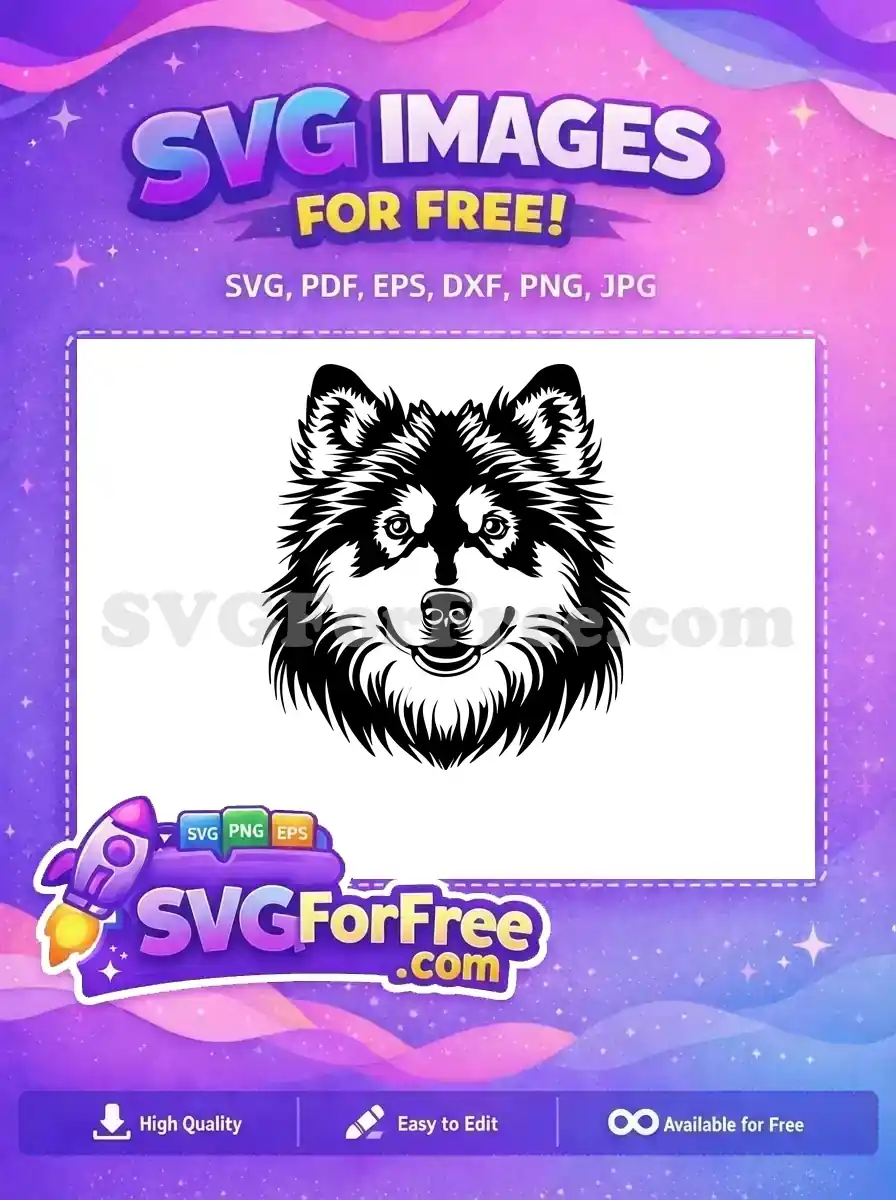Free Fluffy Dog Free Happy Vector Head Malamute Art Free SVG